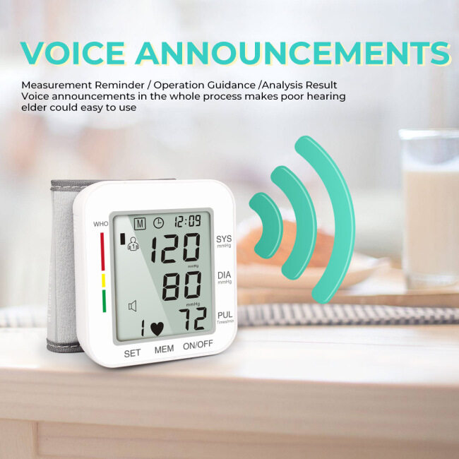 Automatic Wrist Blood Pressure Monitor Voice Broadcast High Blood